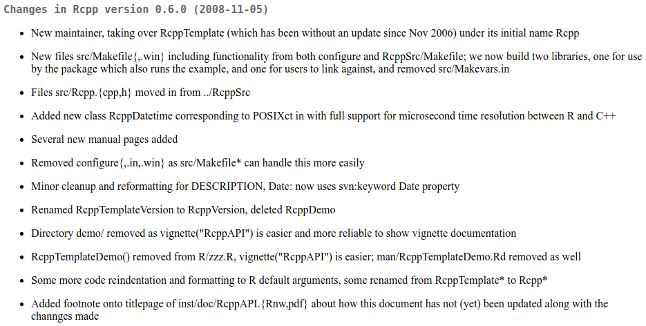 First Rcpp release